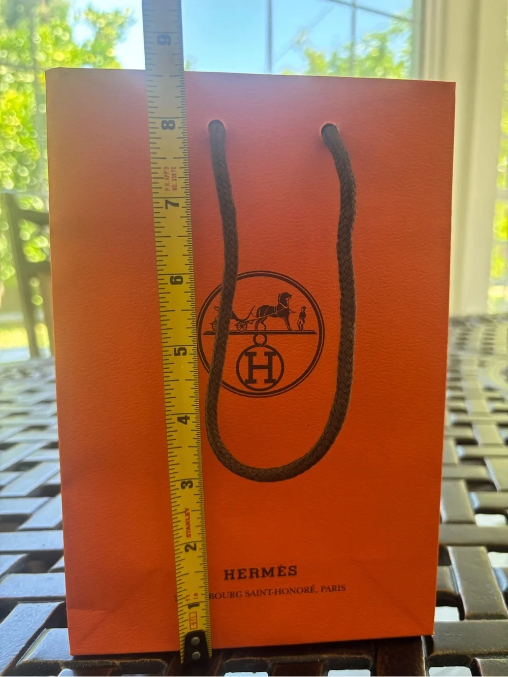 Hermes Orange Gift Bag with Black Rope Handles